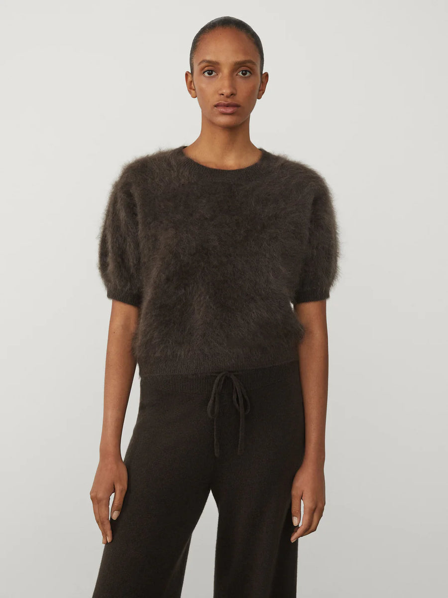 LISA YANG JUNIPER SWEATER IN BLACK BRUSHED