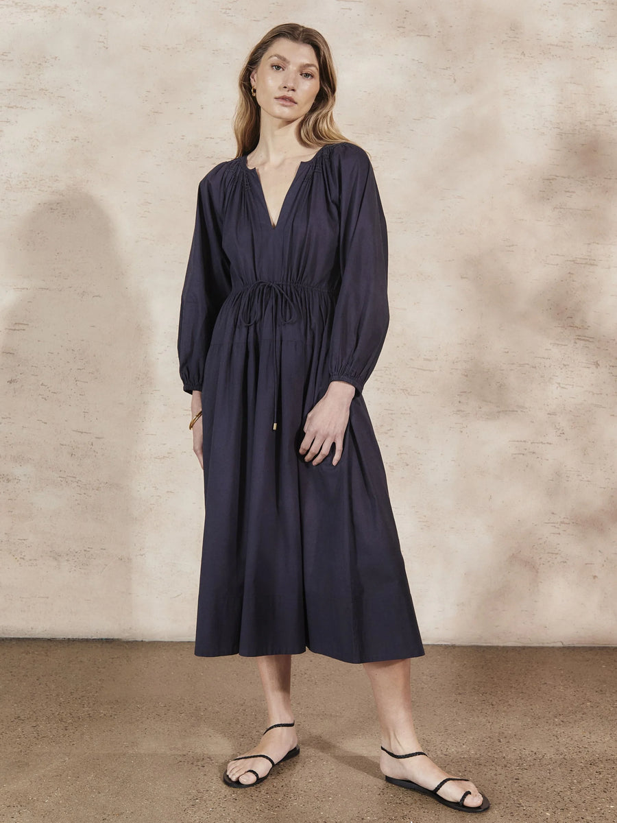 MONDO CORSINI VICTORINE COTTON DRESS IN MIDNIGHT