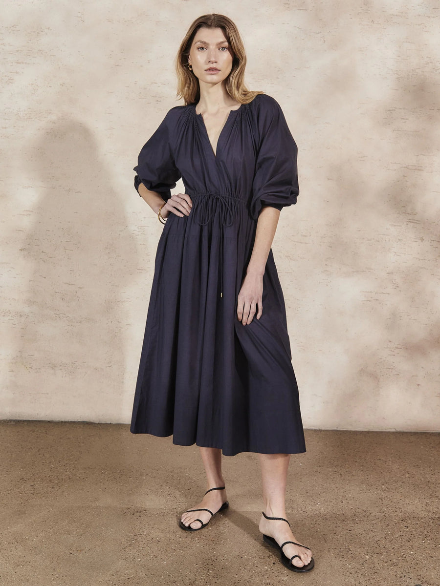 MONDO CORSINI VICTORINE COTTON DRESS IN MIDNIGHT