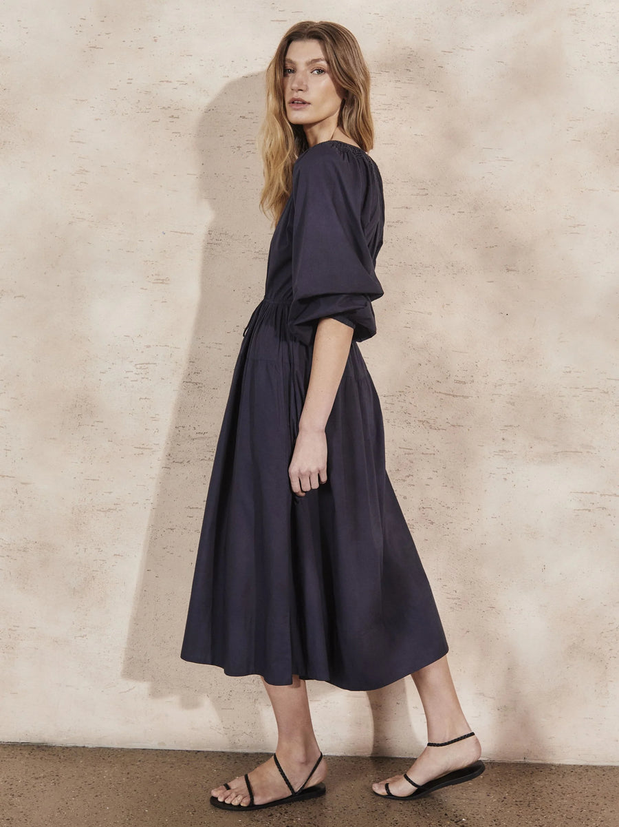 MONDO CORSINI VICTORINE COTTON DRESS IN MIDNIGHT