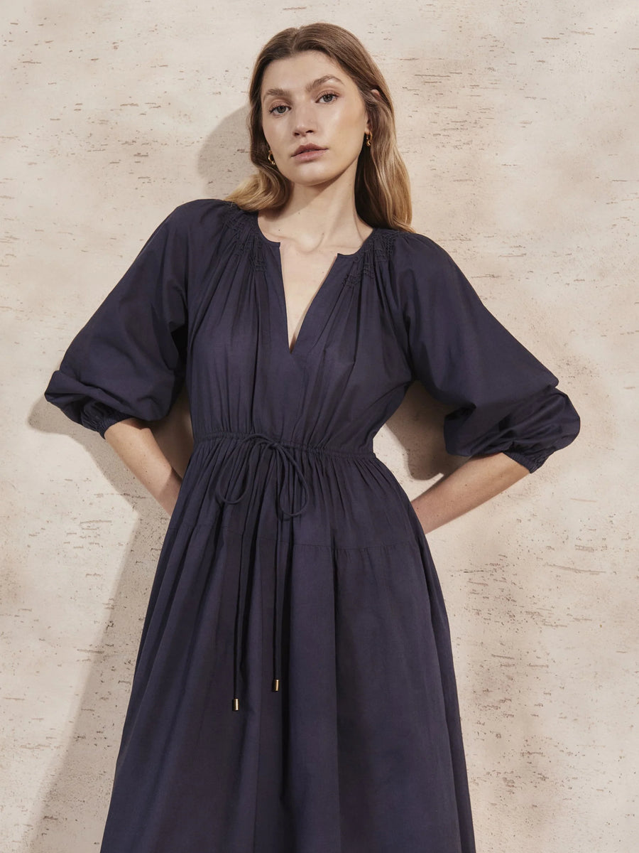 MONDO CORSINI VICTORINE COTTON DRESS IN MIDNIGHT