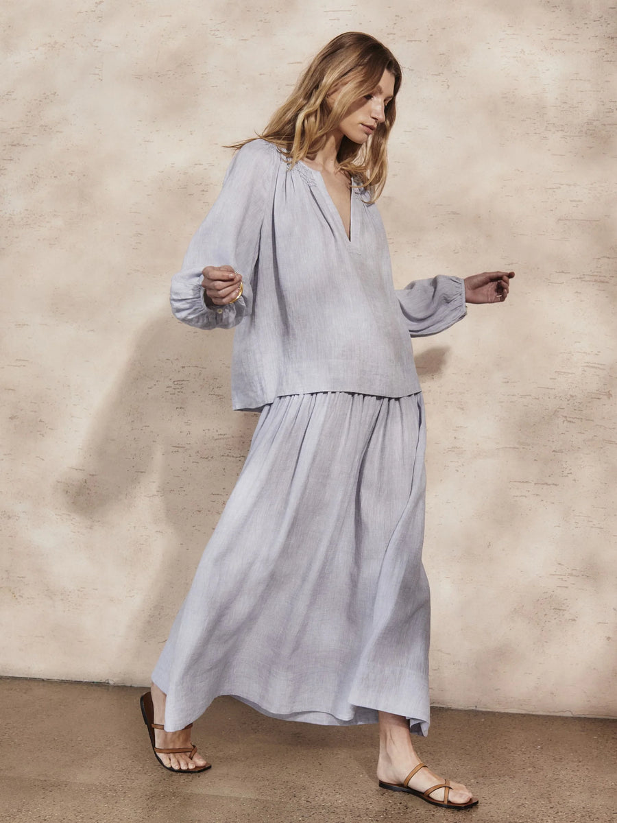 MONDO CORSINI ELIZABETH LINEN BLOUSE IN SKY