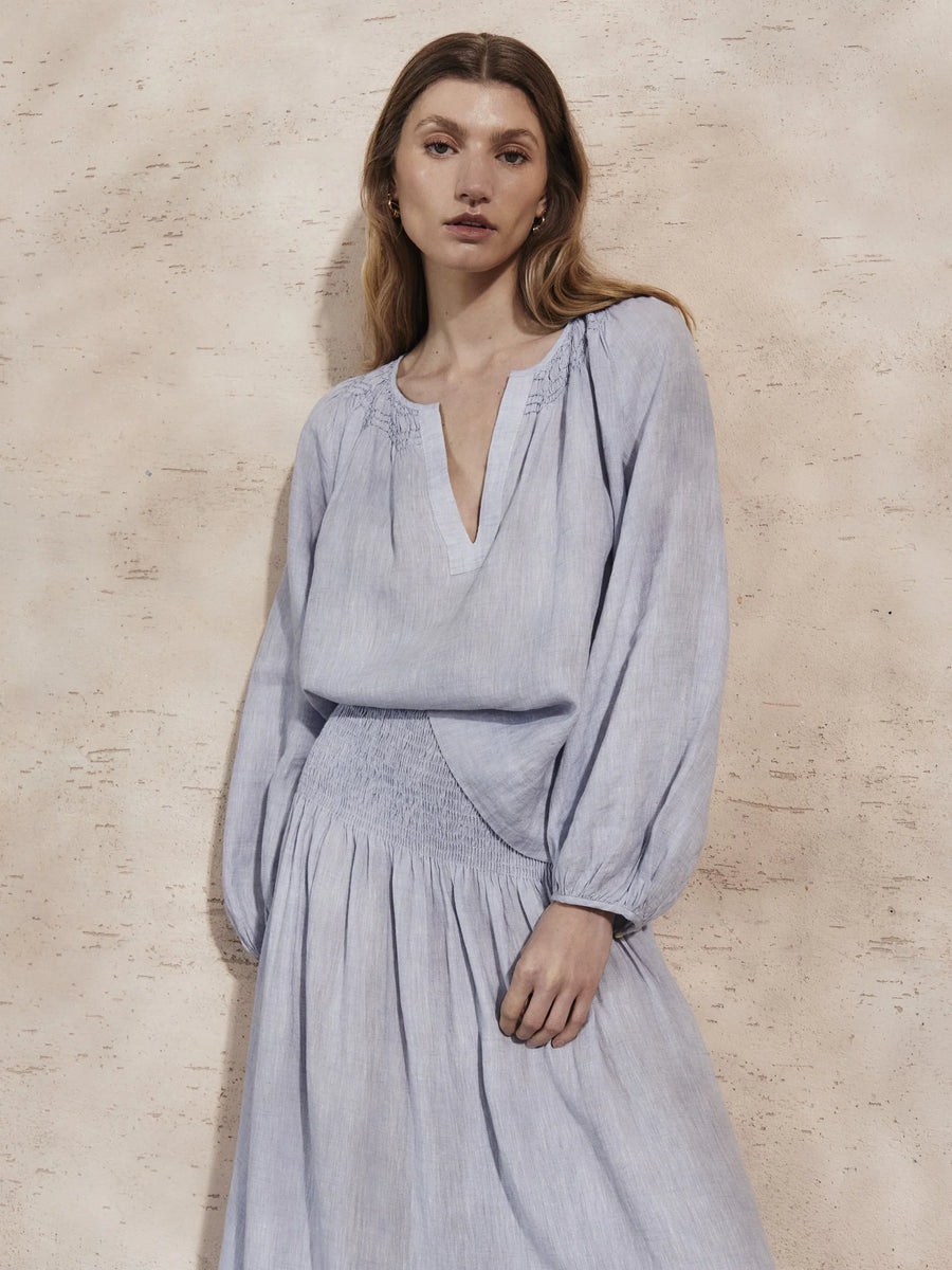 MONDO CORSINI SULA LINEN SKIRT IN SKY