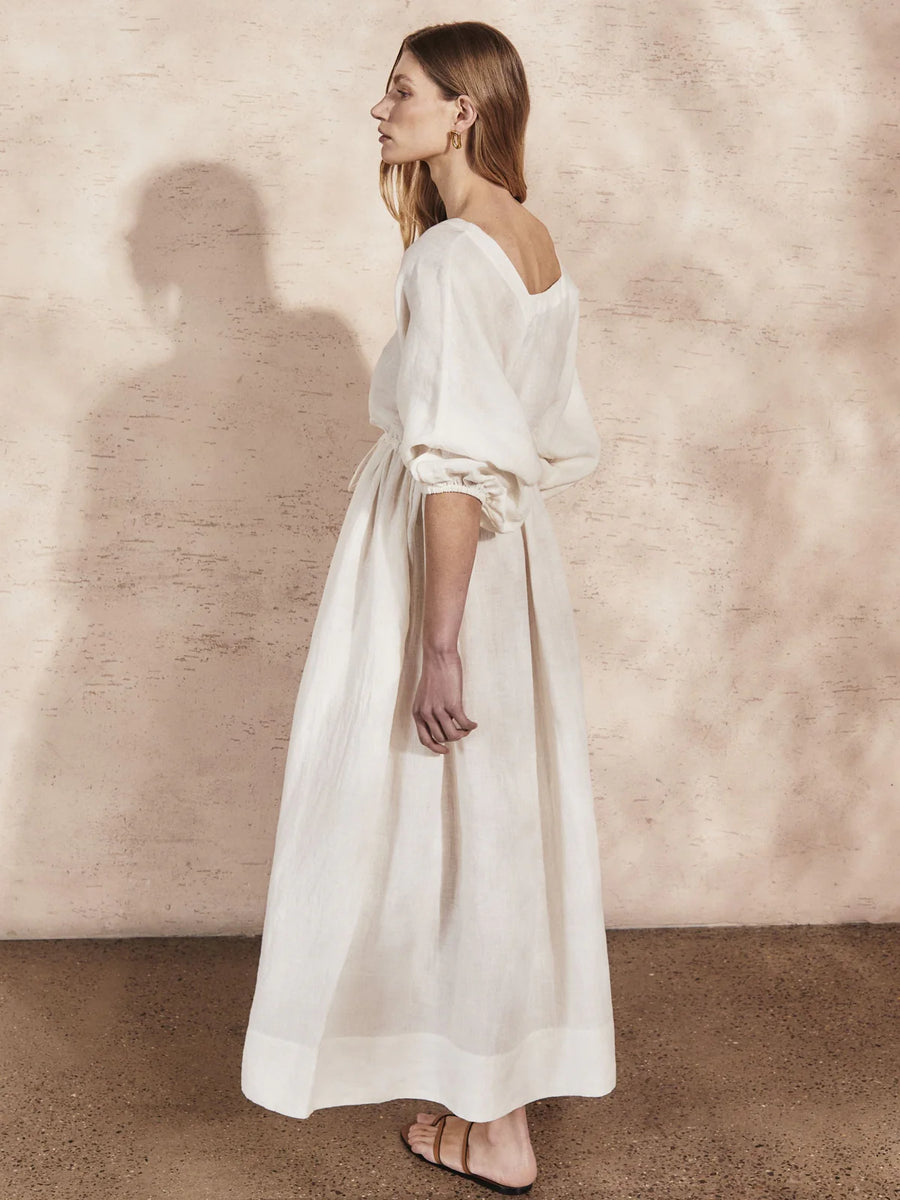 MONDO CORSINI DANA LINEN DRESS IN PANNA (CREAM)