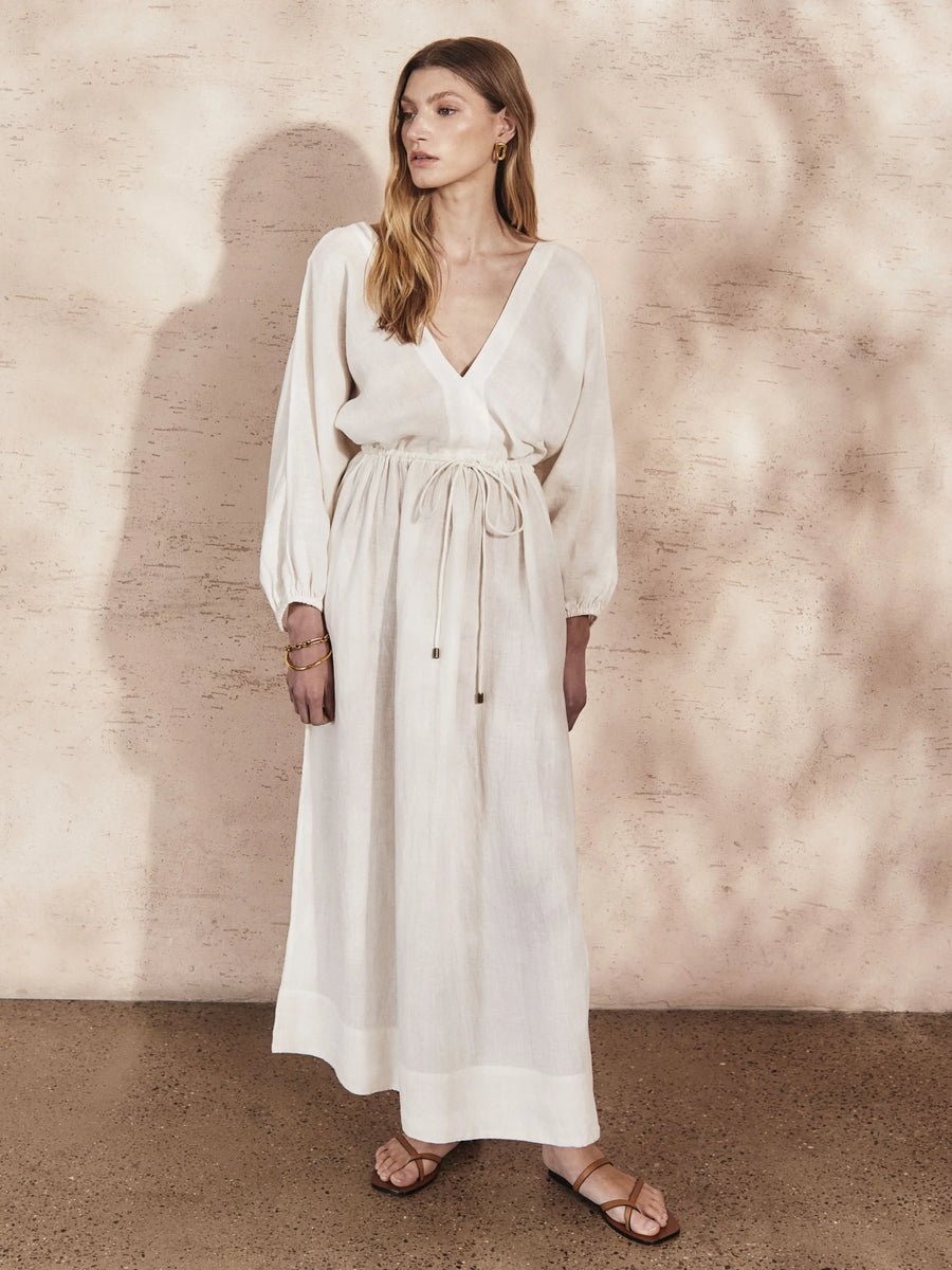 MONDO CORSINI DANA LINEN DRESS IN PANNA (CREAM)
