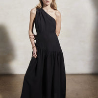 MONDO CORSINI MARIAM LINEN DRESS IN CAVIAR