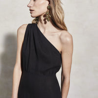 MONDO CORSINI MARIAM LINEN DRESS IN CAVIAR