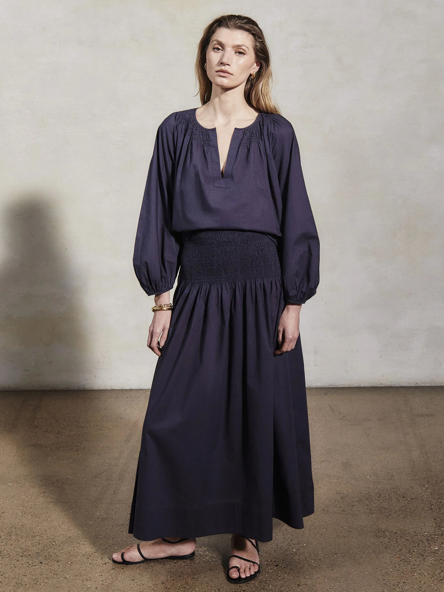 MONDO CORSINI SULA COTTON SKIRT IN MIDNIGHT