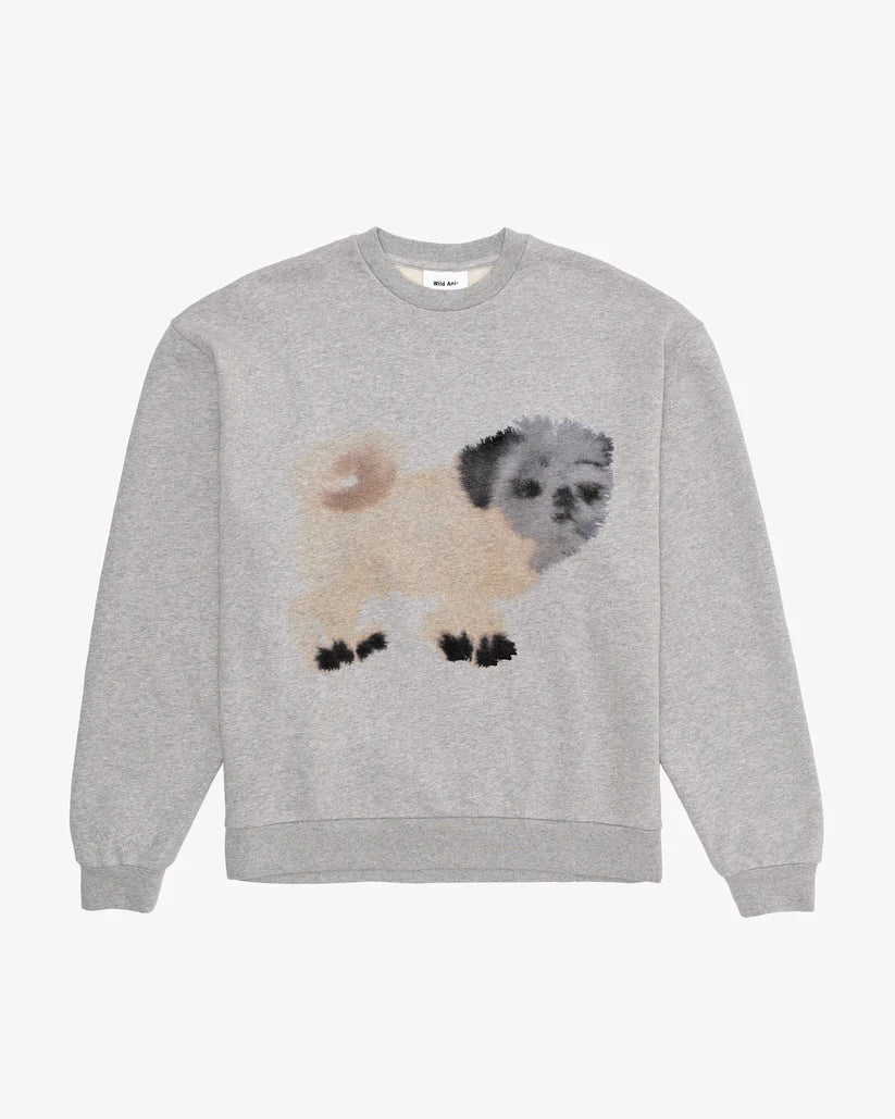 WILD ANIMALS PUG PUG SWEATSHIRT IN GREY