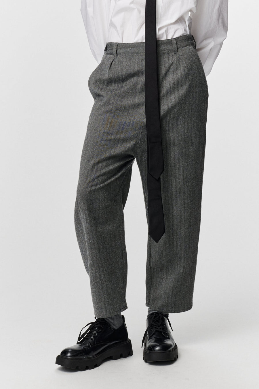 ADNYM OSOKO TROUSERS GREY HERRINGBONE