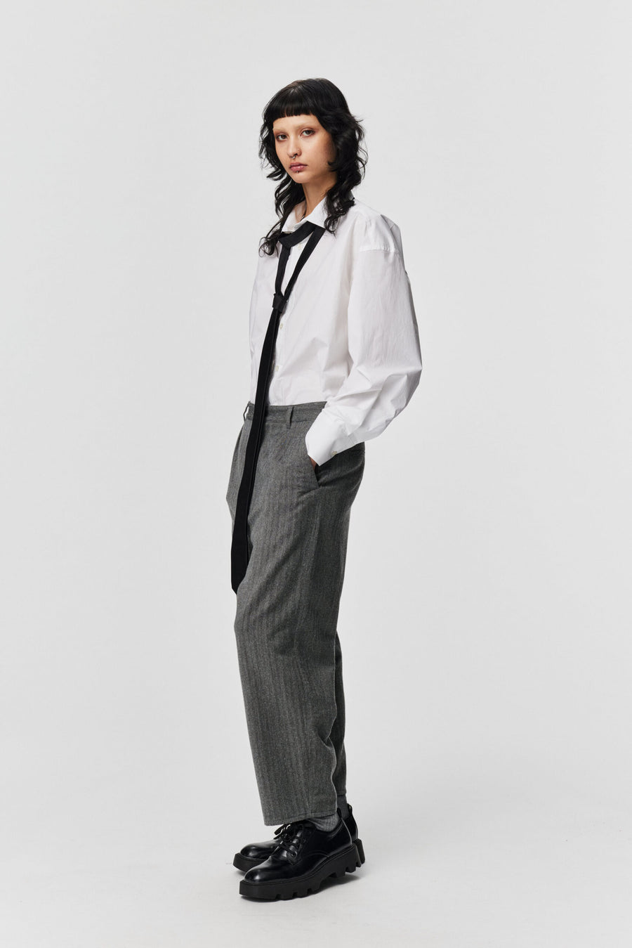 ADNYM OSOKO TROUSERS GREY HERRINGBONE