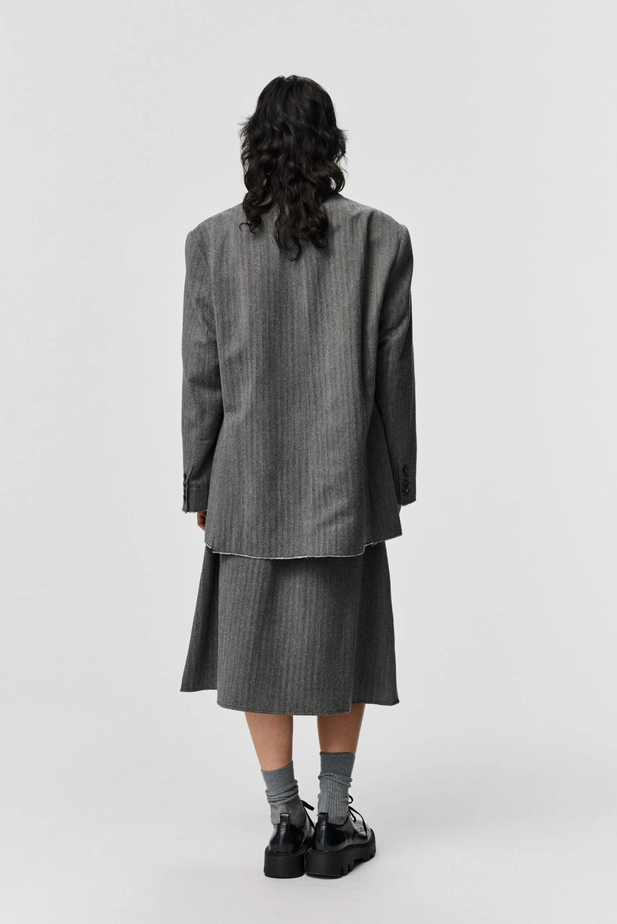 ADNYM LOKE JACKET IN GREY HERRINGBONE