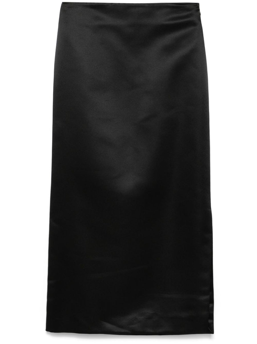 VIVETTA SATIN MIDI SKIRT IN BLACK