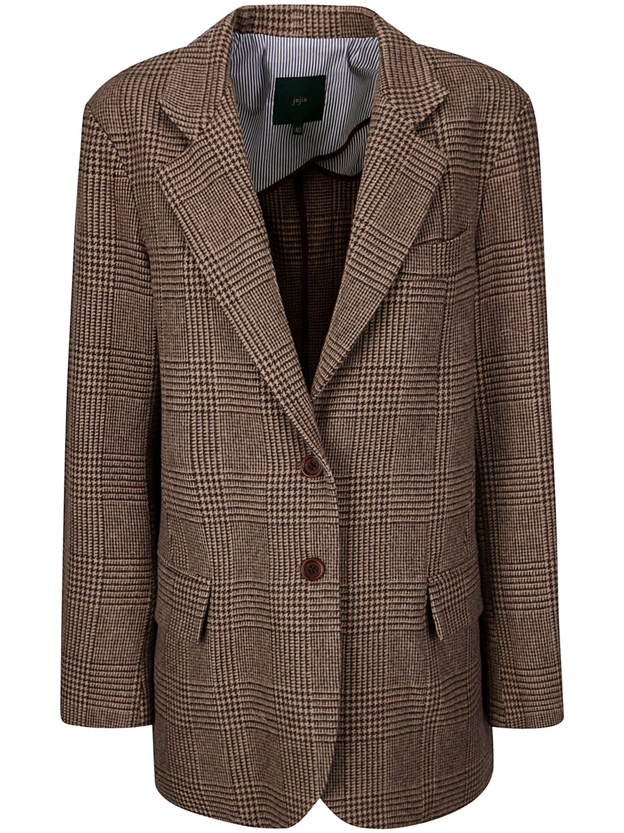 JEJIA BIRKIN BLAZER IN BARLEY BROWN CHECK