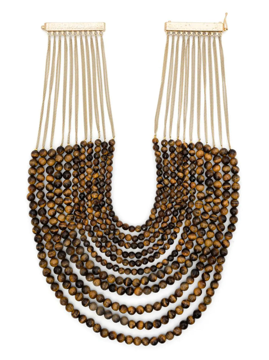 ROSANTICA RAISSA BEADED NECKLACE - BROWN