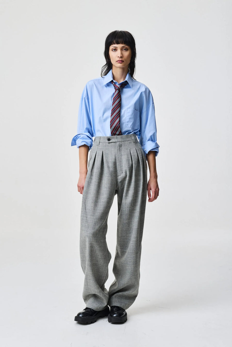 ADNYM TUCK TROUSERS IN MORNING GREY