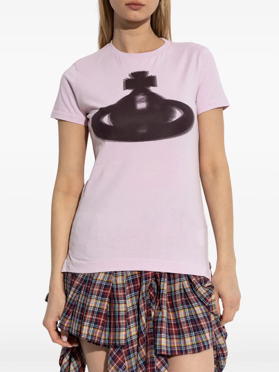VIVIENNE WESTWOOD HALFTONE ORB CLASSIC T-SHIRT IN PINK VIVIENNE WESTWOOD HALFTONE ORB CLASSIC T-SHIRT IN PINK