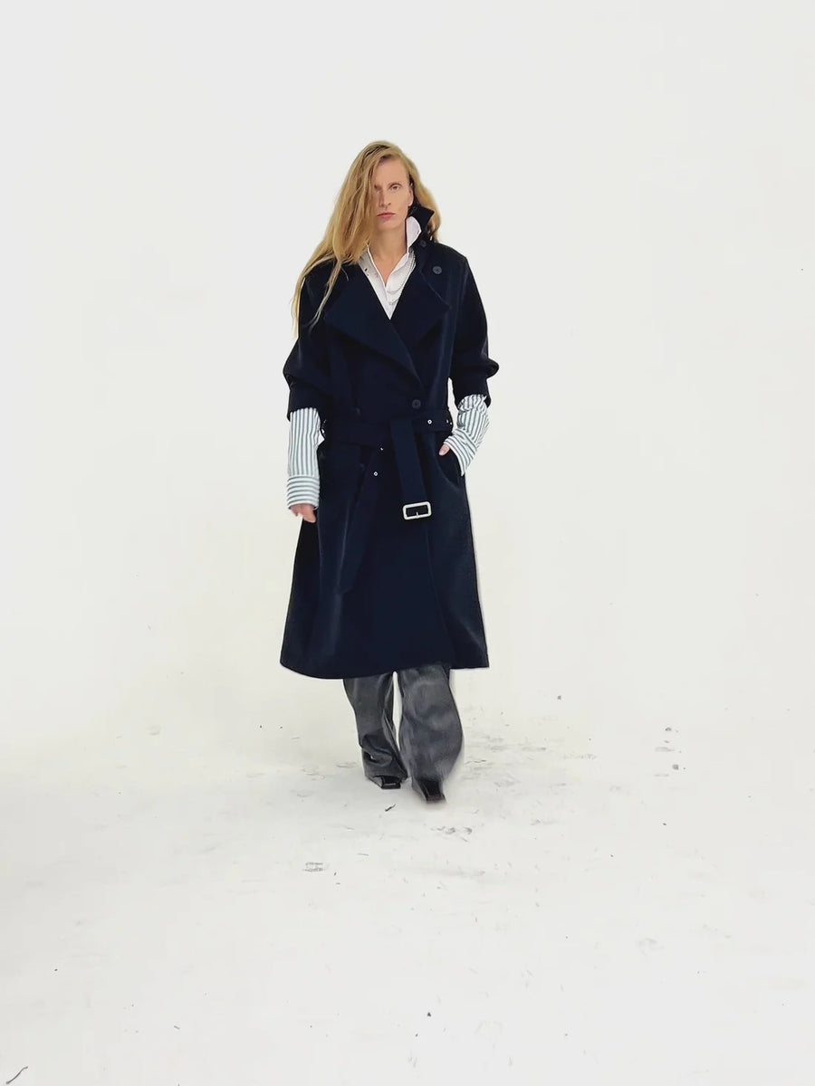 FAÇON JACMIN MOSS COAT IN DARK BLUE
