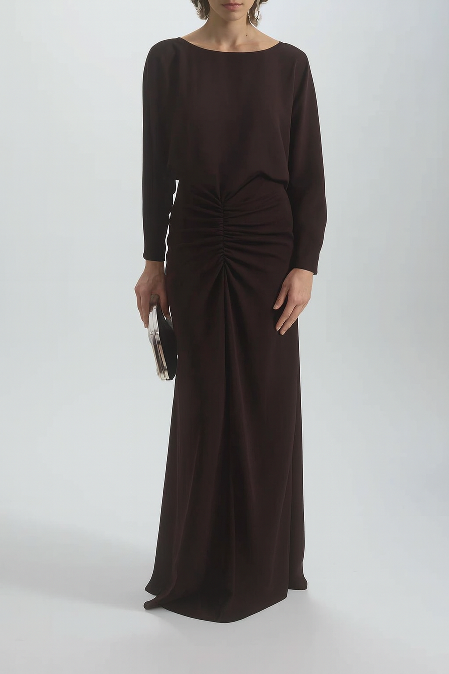 AMSALE DOLMAN SLEEVE DRESS IN RAISIN