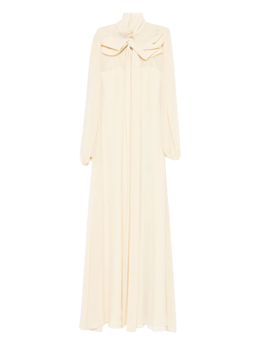 VIVETTA MAXI DRESS WITH BOW DETAIL IN  PEARL