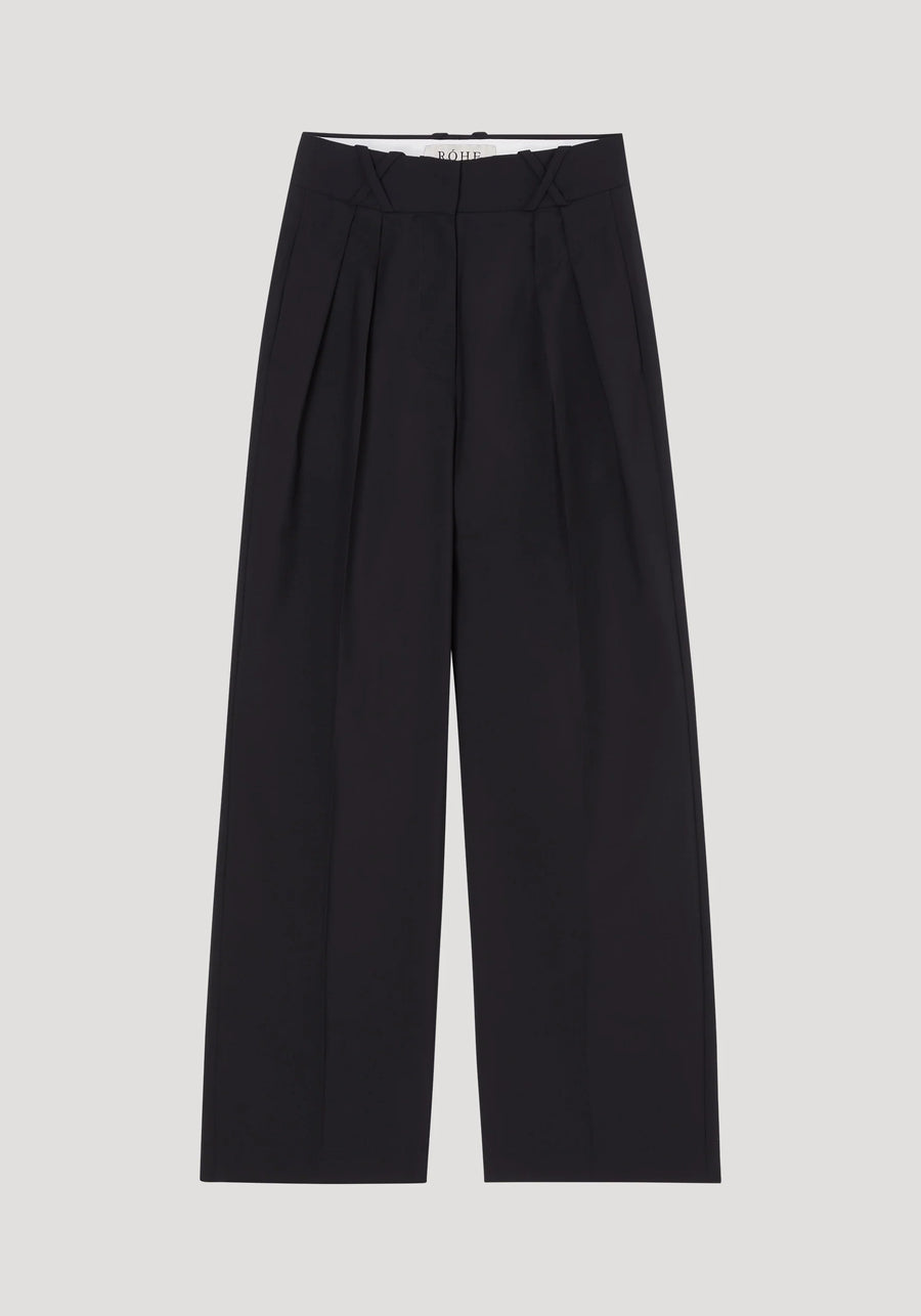 ROHE WIDE LEG TAILORED TROUSERS IN BLACK