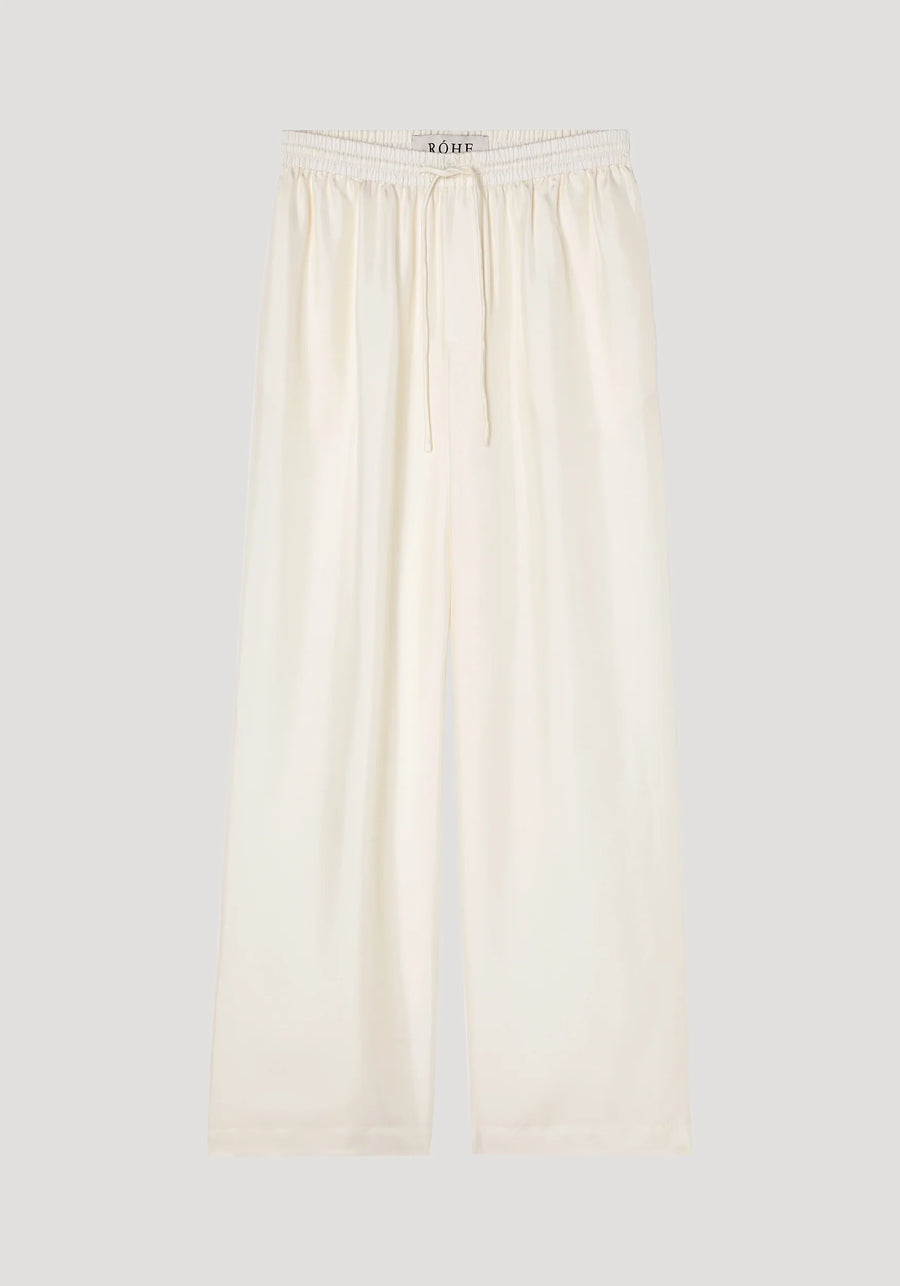 ROHE WIDE LEG SILK TROUSERS IN CREAM