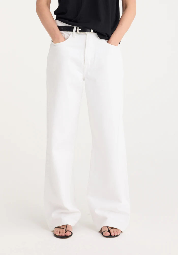 ROHE LOW WAIST WIDE LEG DENIM IN OPTIC WHITE