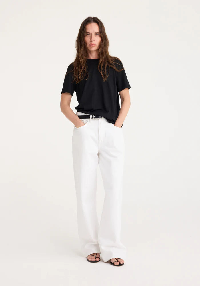 ROHE LOW WAIST WIDE LEG DENIM IN OPTIC WHITE