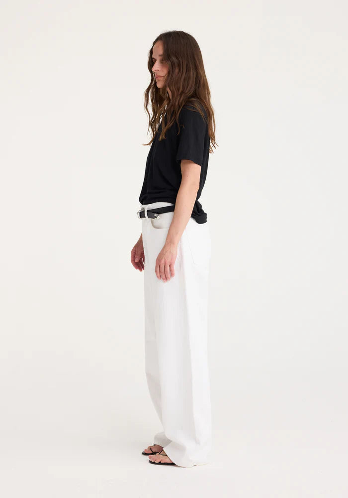 ROHE LOW WAIST WIDE LEG DENIM IN OPTIC WHITE