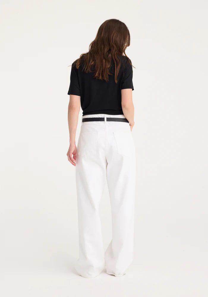 ROHE LOW WAIST WIDE LEG DENIM IN OPTIC WHITE