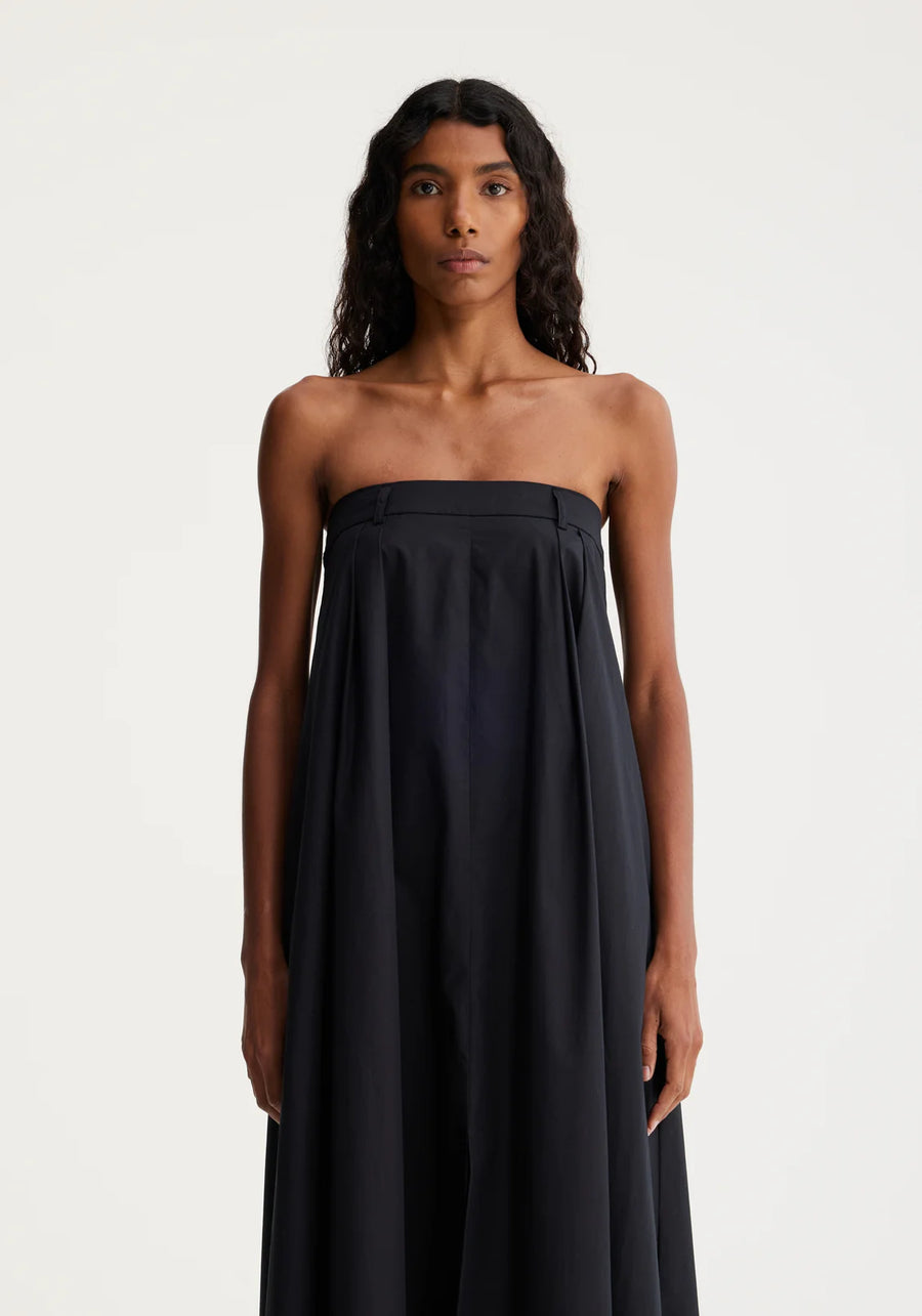 ROHE STRAPLESS VOLUME DRESS IN BLACK