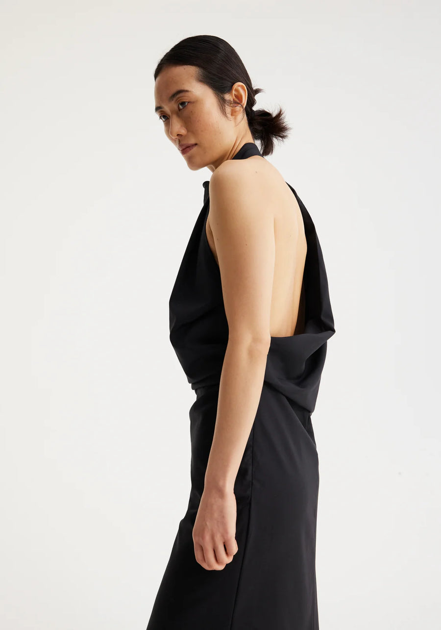 ROHE OCCASION DRESS WITH OPEN BACK IN BLACK
