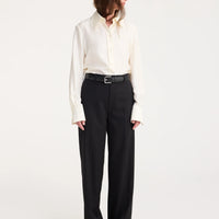 ROHE OSTRICH LEATHER BELT IN BLACK