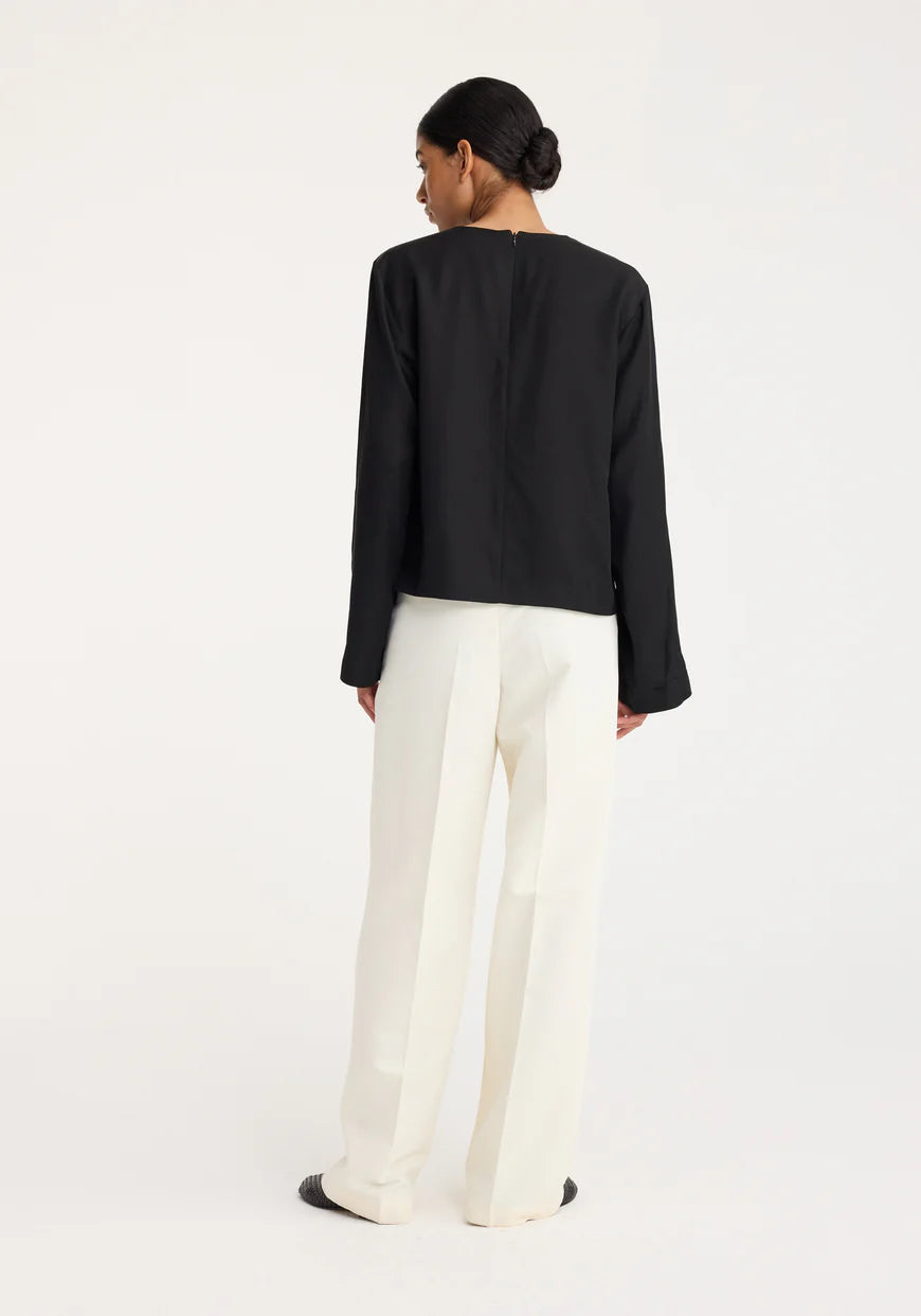 ROHE COWL NECK LONG SLEEVE TOP IN BLACK