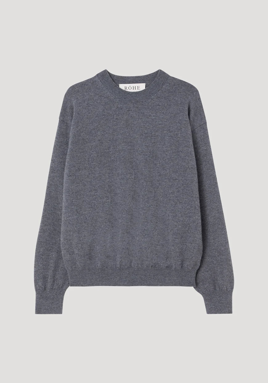 ROHE CREW NECK WITH OPEN ARMHOLE IN MID GREY MELANGE