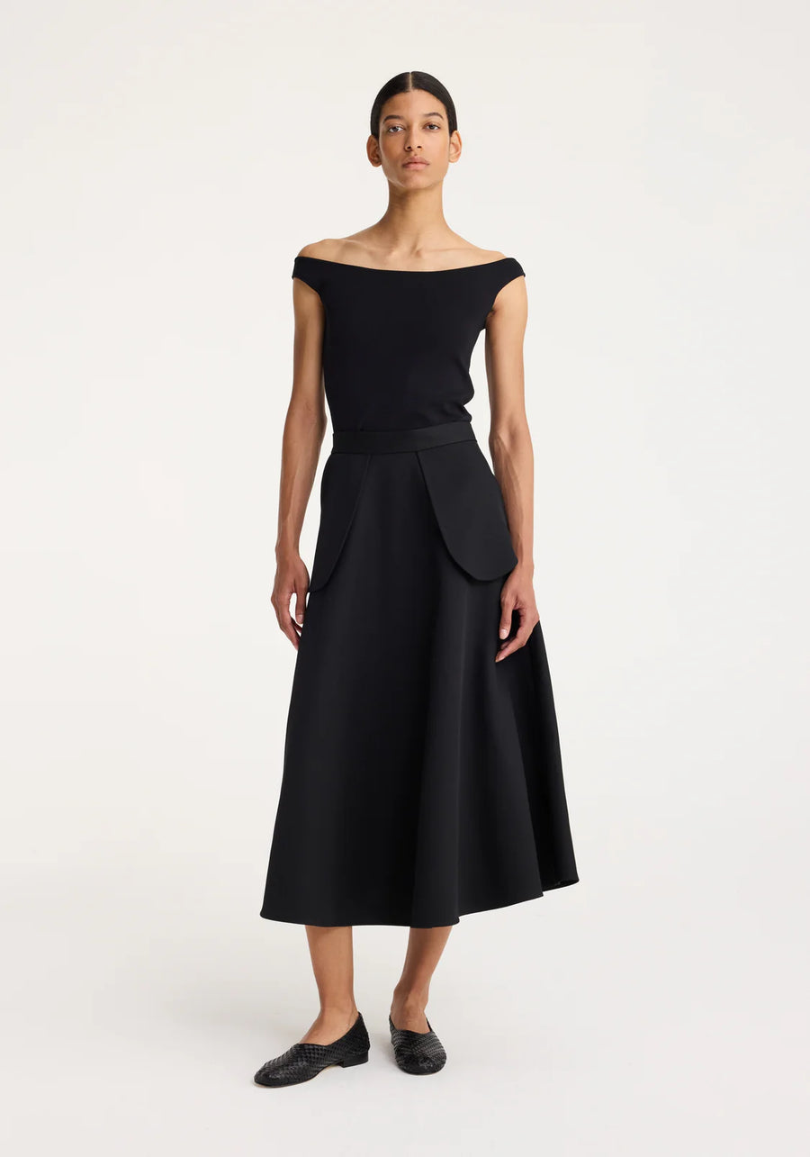 ROHE A-LINE EXTERNAL POCKET SKIRT IN BLACK