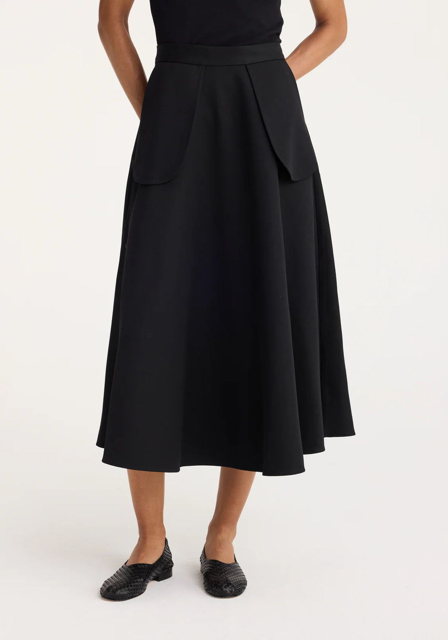 ROHE A-LINE EXTERNAL POCKET SKIRT IN BLACK