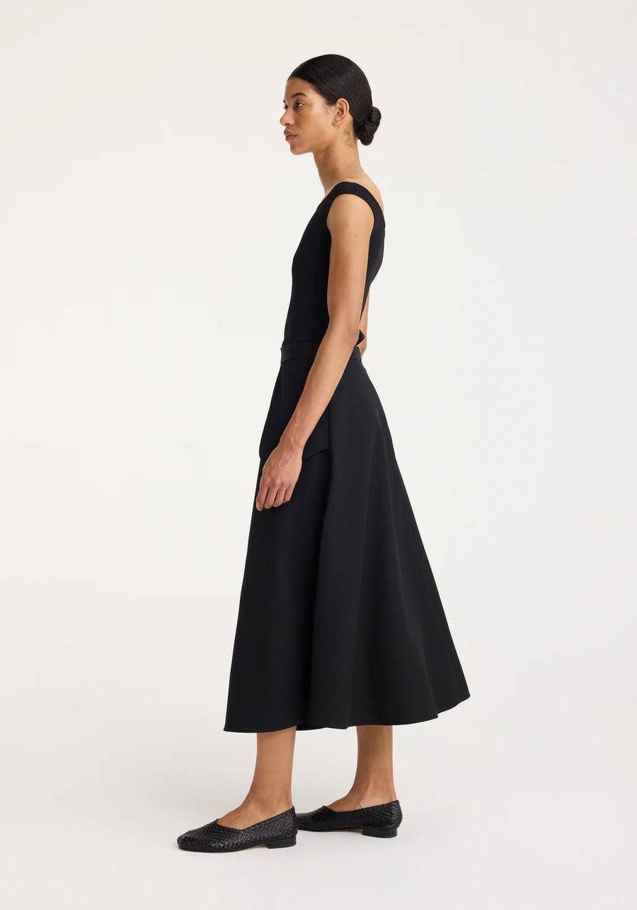 ROHE A-LINE EXTERNAL POCKET SKIRT IN BLACK