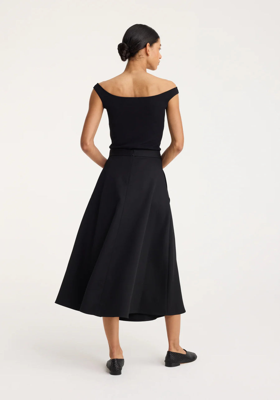 ROHE A-LINE EXTERNAL POCKET SKIRT IN BLACK