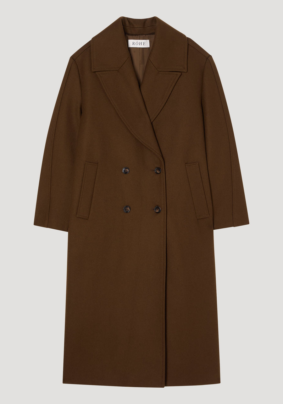 ROHE OVERSIZED DOUBLE BREASTED COAT IN OLIVE