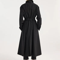 ROHE WOOL-NYLON WRAP COAT IN BLACK