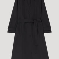 ROHE WOOL-NYLON WRAP COAT IN BLACK