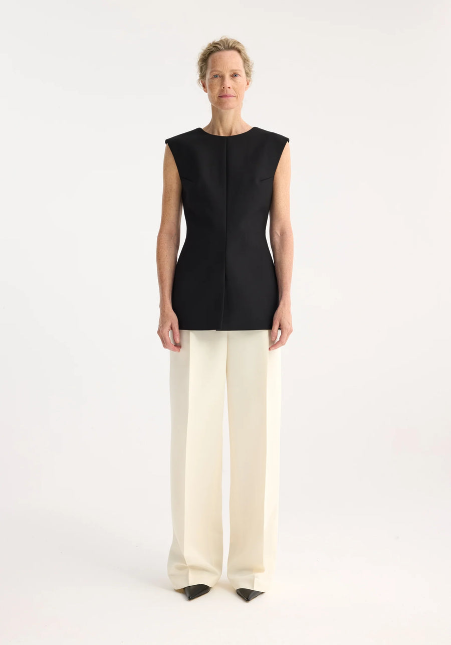 ROHE SCULPTURAL OPEN BACK TOP IN BLACK