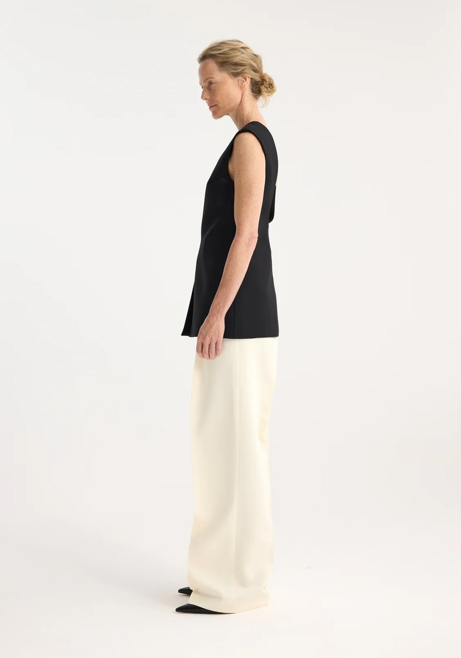 ROHE SCULPTURAL OPEN BACK TOP IN BLACK