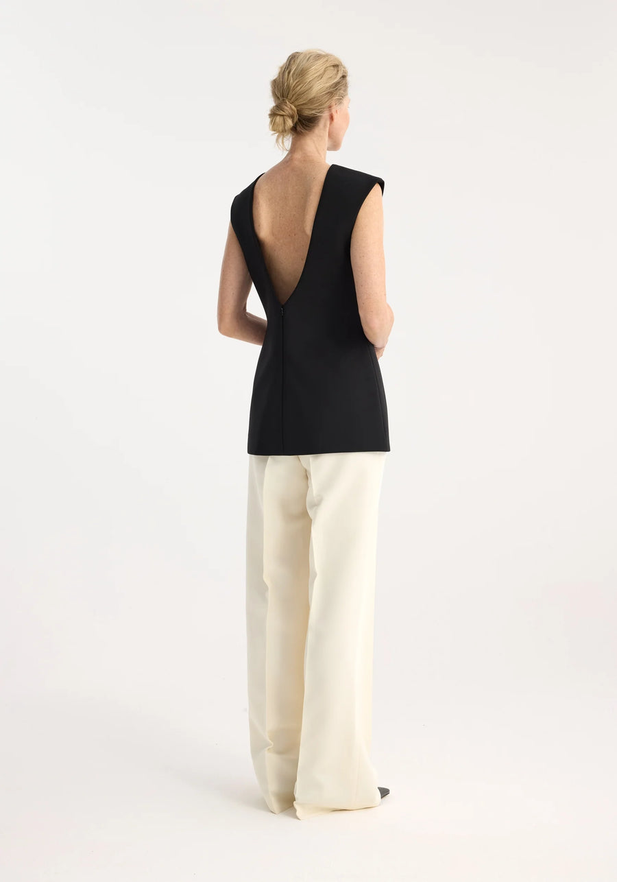 ROHE SCULPTURAL OPEN BACK TOP IN BLACK