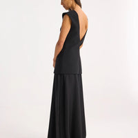 ROHE OPEN BACK DREESS WITH INTEGRATED SILK SKIRT IN BLACK