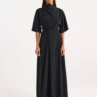 ROHE DRAPED TWISTED DRESS IN BLACK