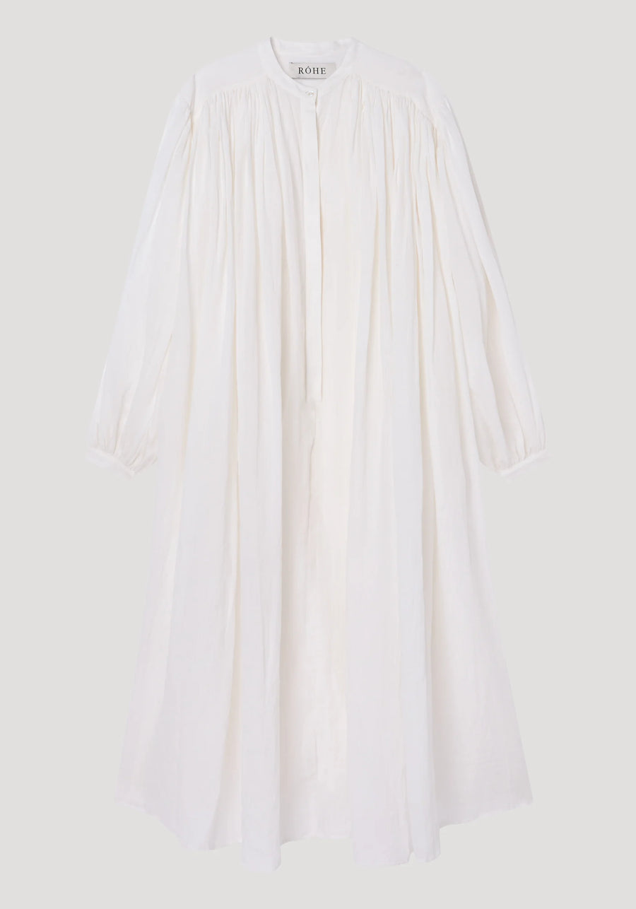 ROHE PLEATED DRESS IN OPTIC WHITE