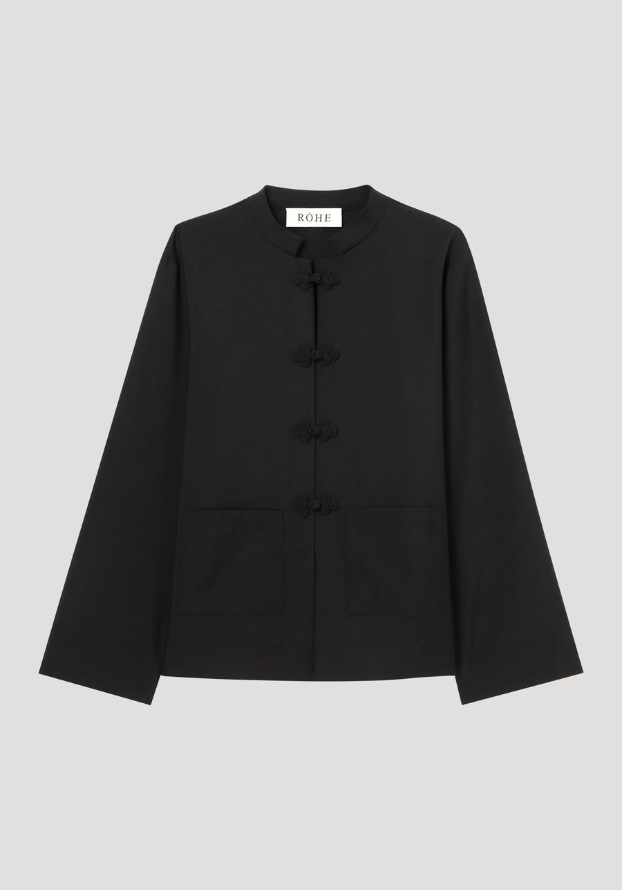ROHE MANDARIN CLOSURE JACKET IN BLACK