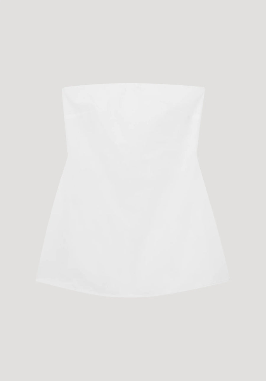 ROHE SCULPTURAL WAISTED BUSTIER IN OFF WHITE